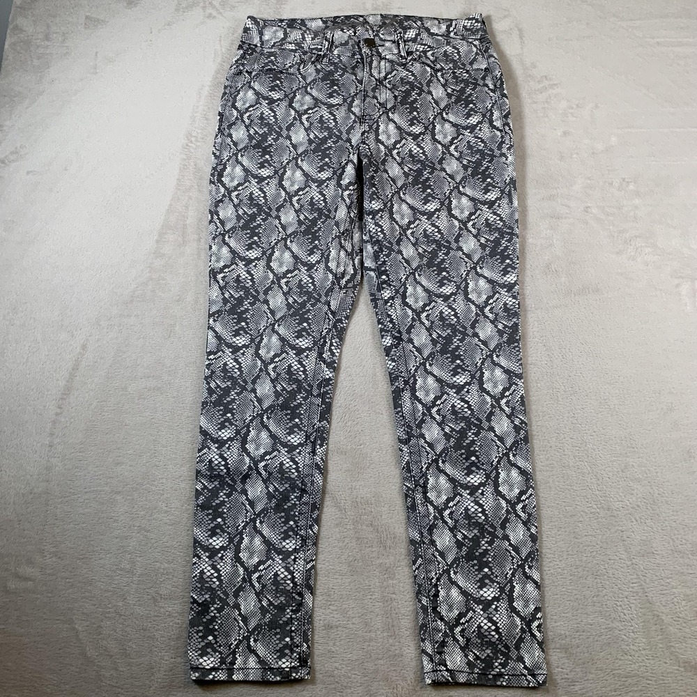 Seven7 Pants Womens 12 Snakeskin Print High Rise Skinny Jeans Tummyless Stretch
